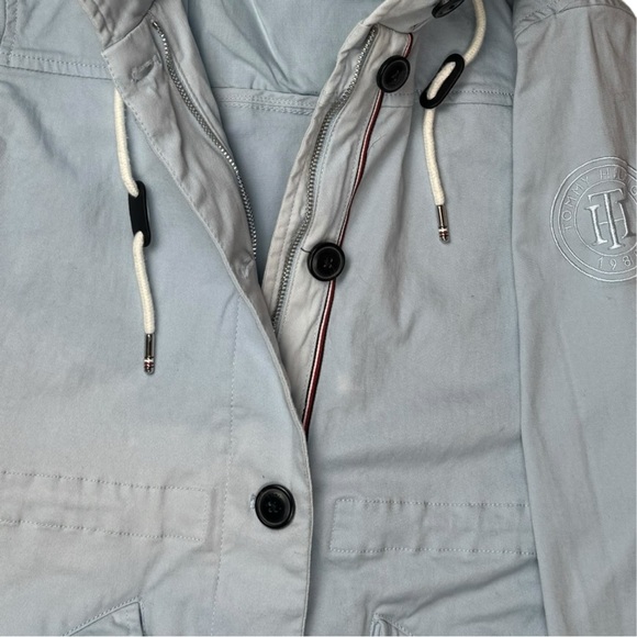 Tommy Hilfiger MidLength Blue Utility Jacket with Hood Small Petite ‘Tye-Dye’ - Picture 11 of 11